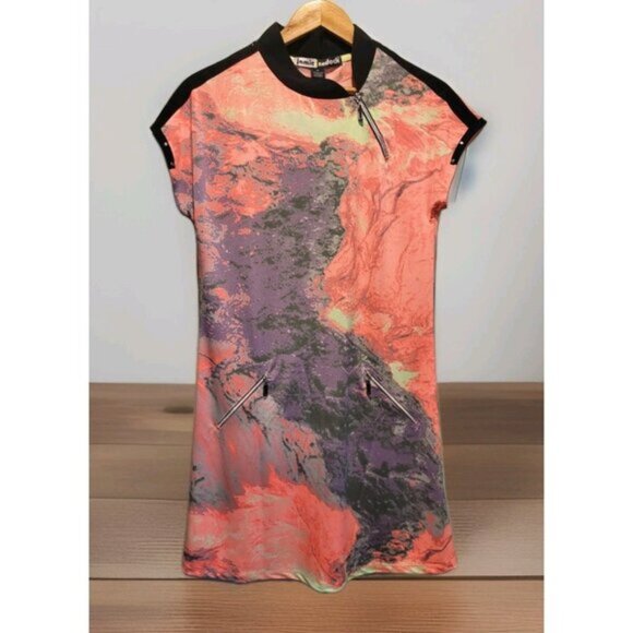 Jamie Sadock Multicolor Cap Sleeve Zip Pockets Athletic Dress Golf Athleisure M - Picture 1 of 3